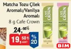 CAFE CROWN MATCHA TOZU ÇİLEK/VANİLYA AROMALI 8 G fiyat ve kampanya bilgisi